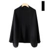 Women's Open Front Cashmere Shawl Wrap Scarf with Sleeves Outer Warm Knitted Poncho Cape Fall Winter