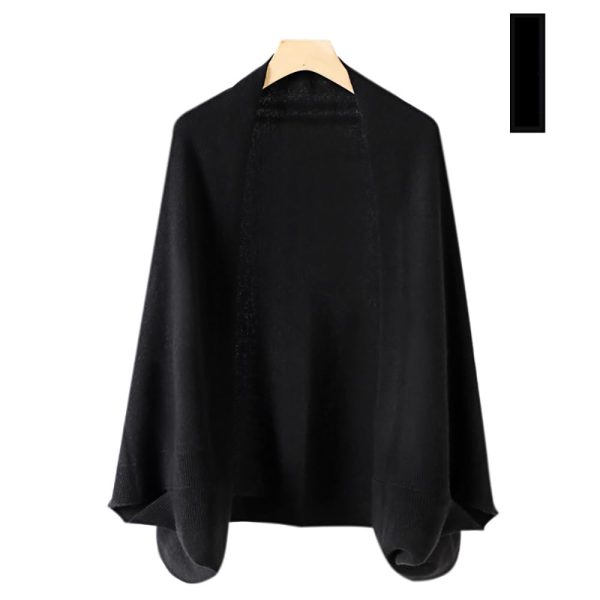 Women's Open Front Cashmere Shawl Wrap Scarf with Sleeves Outer Warm Knitted Poncho Cape Fall Winter
