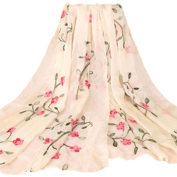 51368lxfl9L.jpg Embroidery Chiffon Scarf Wrap Shawl Lightweight Scarf for Women Fashion Summer Fall Scarf