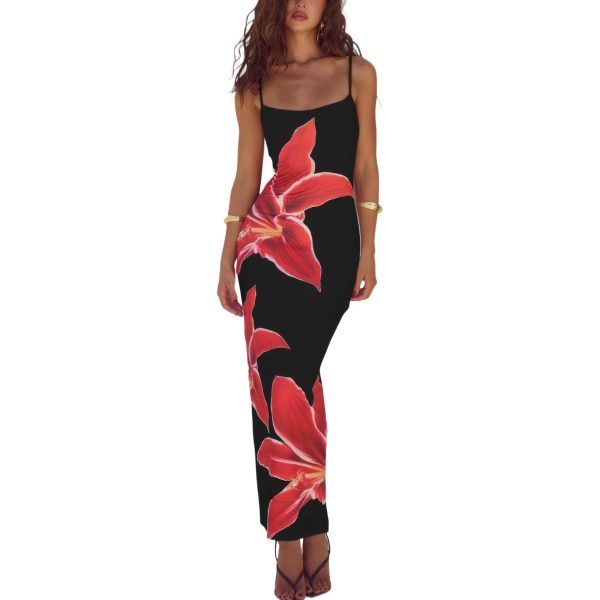 516CSx1q0eL.jpg Womens Summer Casual Floral Dresses Spaghetti Strap Bodycon Maxi Beach Dress Elegant Evening Party Long Dresses