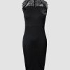 Womens Glitter Contrast Lace Bodycon Dress Sleeveless Slit Cocktail Evening Party Club Mini Dresses