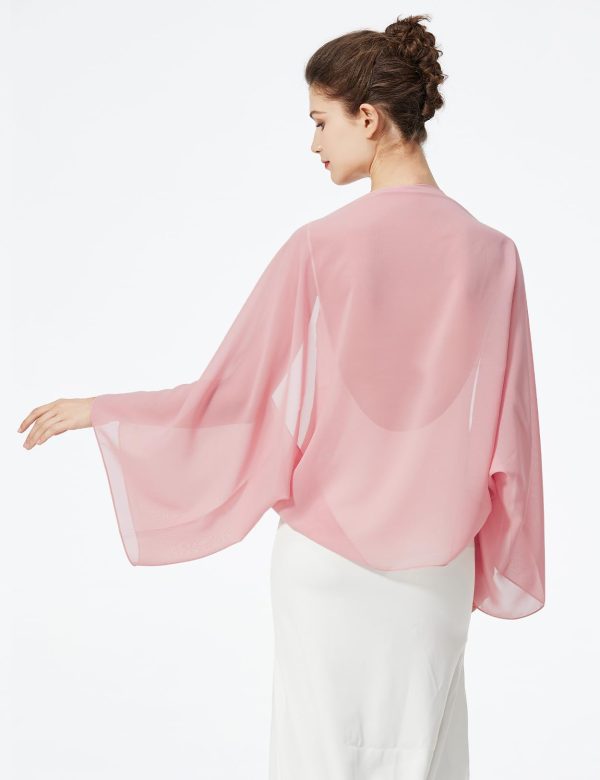 Bridal Wedding Chiffon Shawl Shrug with Arm Hole Bridesmaid Cover Up Evening Party Summer Shawl