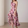 51qIRmhMaUL.jpg Womens Summer One Shoulder Sleeveless Dresses Floral Flowy Ruffle High Low Wedding Guest Maxi Sundresses