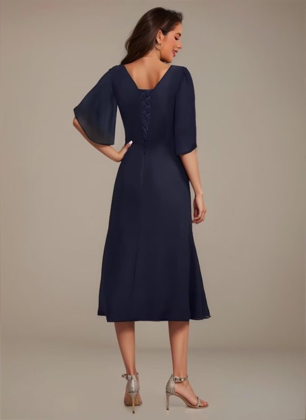 51qrvVWxpQL.jpg Asymmetrical Neck Mother of The Bride Dresses 2025 for Wedding Chiffon Short Flutter Sleeve Formal Evening Gown PU268