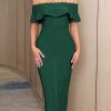 Off Shoulder Bandage Dresses for Women Wedding Guest Party Midi Formal Gowns Evening Dress