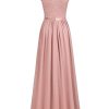 Women's Formal Sleeveless Floral Lace Bridesmaid Party Maxi Dress