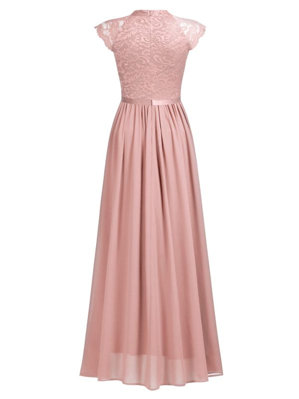 61-V2MTAu1L.jpg Women's Formal Sleeveless Floral Lace Bridesmaid Party Maxi Dress