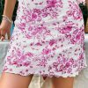 Women's Summer Spaghetti Strap Cowl Neck Satin Mini Tropical Dress