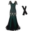 Women Evening Dress 1920s Flapper Cocktail Mermaid Plus Size Formal Gown with Long Gloves