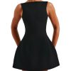 Women's Summer Sexy Sleeveless Zipper Mock Neck Slim Fit A-line Mini Dress Bodycon Party Club Dress for Women