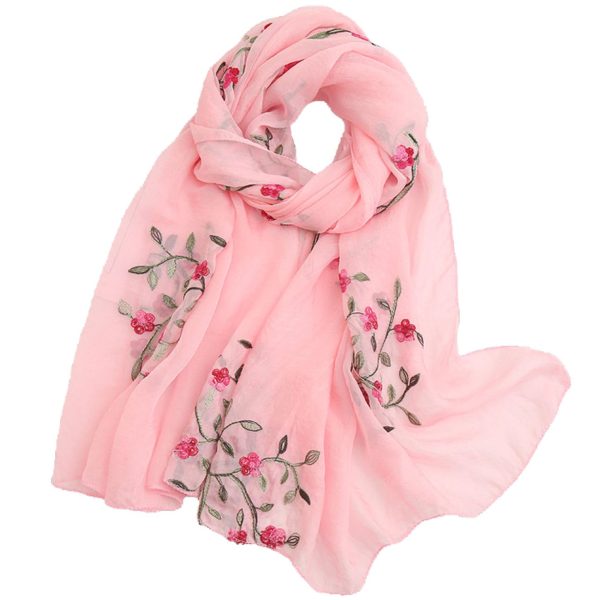 6193sxNuYAL.jpg Embroidery Chiffon Scarf Wrap Shawl Lightweight Scarf for Women Fashion Summer Fall Scarf