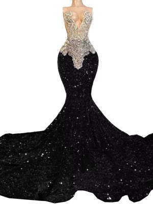 Women's Sleeveless Mermaid Sparkly Prom Evening Dress Beaded Sequin Pageant Celebrity Gala Party Celebrity Pageant Gown