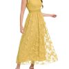 Women's Midi Formal Dress 2025 Flutter Short Sleeve Crewneck Lace Wedding Guest Party Dresses