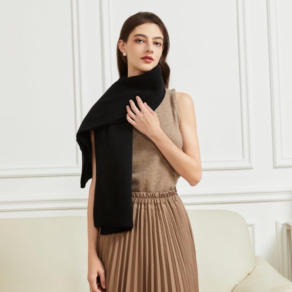 Women's Open Front Cashmere Shawl Wrap Scarf with Sleeves Outer Warm Knitted Poncho Cape Fall Winter