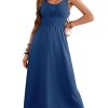 Womens Summer Dresses 2025 Sleeveless Button Down Smocked Empire Waist Casual A-Line Swing Midi Dress Sundress