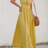 Women Casual Dress Beach Sleeveless V Neck Summer Cutout Spaghetti Straps Formal Maxi Sun Dresses