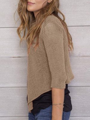 Women's Tie Front Shrug 3/4 Sleeve Bolero Sheer Knotted Lightweight Cardigan Sweaters Short Shawl Tops