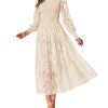 Casual Women's 2025 Spring Dresses Elegant Wedding Guest Dress Long Sleeve Floral Midi Dress Flowy Bohemian Long Dress