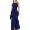Women's Ruffle Crepe Halter Gown