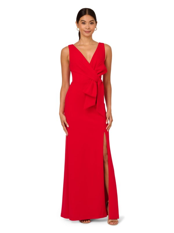 Women's Bow Front Crepe Gown