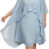 Womens Plus Size Dress with Jacket 2 Piece Wedding Guest Dresses Flowy Mother of The Bride Dress