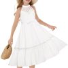 Girls Dresses Summer Spring Halter Maxi Dress Kids Ruffle Casual Flower Pleated Sun Dress Size 5-14
