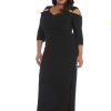 Womens Plus Cold Shoulder Embellished Evening Dress
