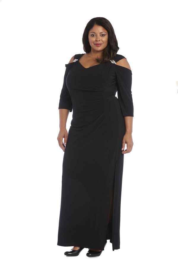61M88Ejd8CL.jpg Womens Plus Cold Shoulder Embellished Evening Dress