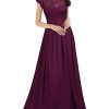 Women's Formal Floral Lace Evening Party Maxi Dress