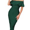 Off Shoulder Bandage Dresses for Women Wedding Guest Party Midi Formal Gowns Evening Dress