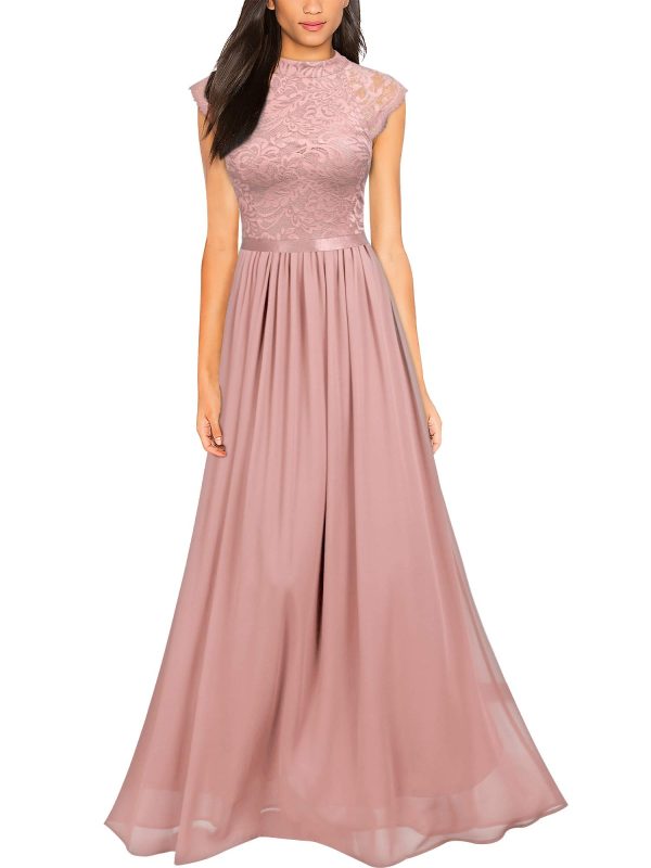 61OYhhZUXL.jpg Women's Formal Sleeveless Floral Lace Bridesmaid Party Maxi Dress