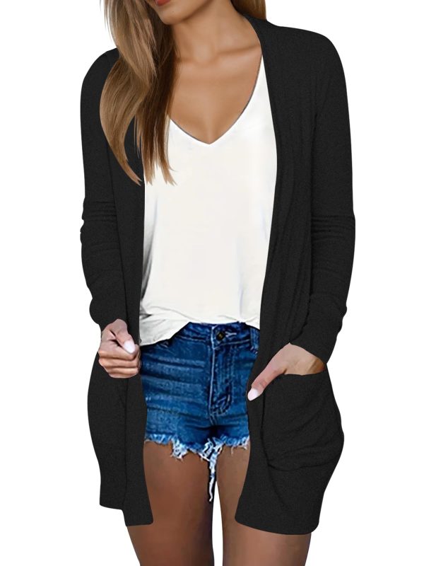 Womens Long Cardigan 2025 Fall Lightweight Long Sleeve 0pen Front Sweater with Pockets