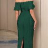 Off Shoulder Bandage Dresses for Women Wedding Guest Party Midi Formal Gowns Evening Dress