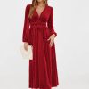 Women's Long Sleeve Velvet Dresses Fall Winter Long Dress Wedding Guest Party Maxi Dress