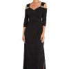 Womens Plus Cold Shoulder Embellished Evening Dress