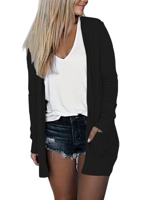 Womens Long Cardigan 2025 Fall Lightweight Long Sleeve 0pen Front Sweater with Pockets