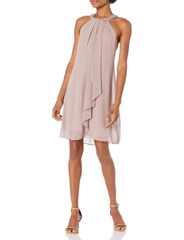 61UD0oOmkrS.jpg Women's Jewel Halter Neckline Cocktail, Wedding Guest, Perfect Party Dress (Petite and Regular Sizes)