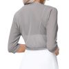 Women 3/4 Sleeve Sheer Shrugs Open Front Mesh Bolero Cropped Cardigan S-XXL