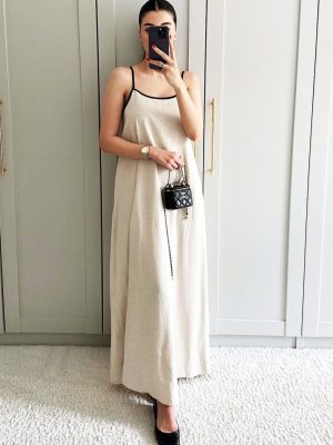 Women's 2025 Summer Linen Maxi Dress Contrast Spaghetti Strap Dress Backless Sleeveless Casual Party Beach Dresses