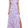 2025 Women's Summer Floral Print Flowy A Line Maxi Dresses Sleeveless Smocked Off Shoulder Dress