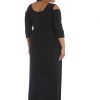 Womens Plus Cold Shoulder Embellished Evening Dress
