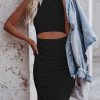 Women's Crewneck Sleeveless Cutout Bodycon Mini Dress Casual Summer Slim Fit Cocktail Party Wrap Short Dresses Outfits