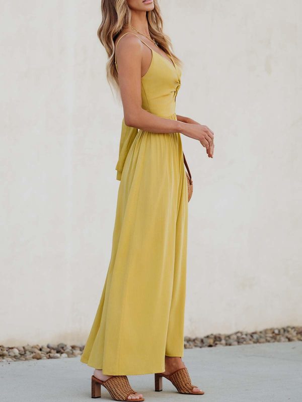 61iXrwQfWdL.jpg Women Casual Dress Beach Sleeveless V Neck Summer Cutout Spaghetti Straps Formal Maxi Sun Dresses