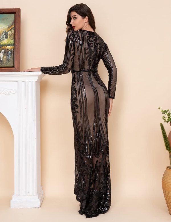 61jD3xbD-NL.jpg Women's Long Sleeve Sequins Mermaid Gown Long Formal Prom Party Dress