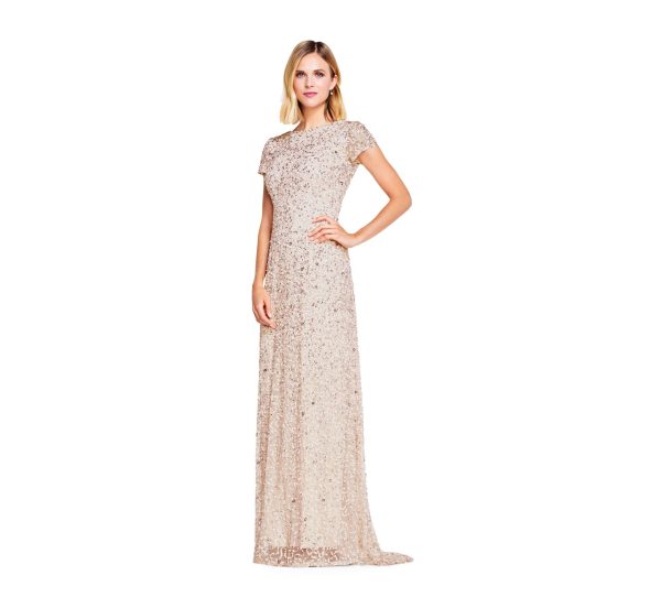 61kBnG2zJNL.jpg Women's Short-Sleeve All Over Sequin Gown