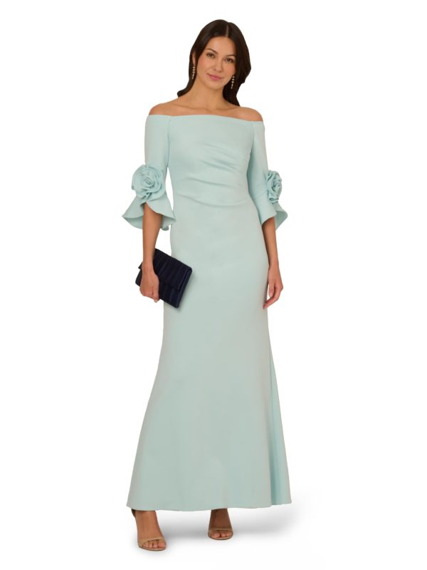 Women's Rosette Scuba Crepe Gown