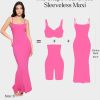 Summer Black Maxi Dress Bodycon Ribbed Cocktail Spaghetti Strap Shapewear Dresses Party Long