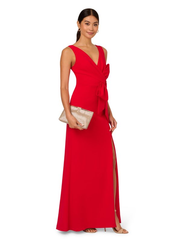Women's Bow Front Crepe Gown