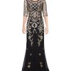 Vintage 1920s Long Wedding Prom Dresses 2/3 Sleeve Sequin Party Evening Gown