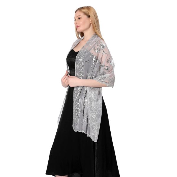 Shawls and Wraps for Evening Dresses,Women Formal 1920s Sequin Flower Sheer Shawls and Wraps for Wedding-